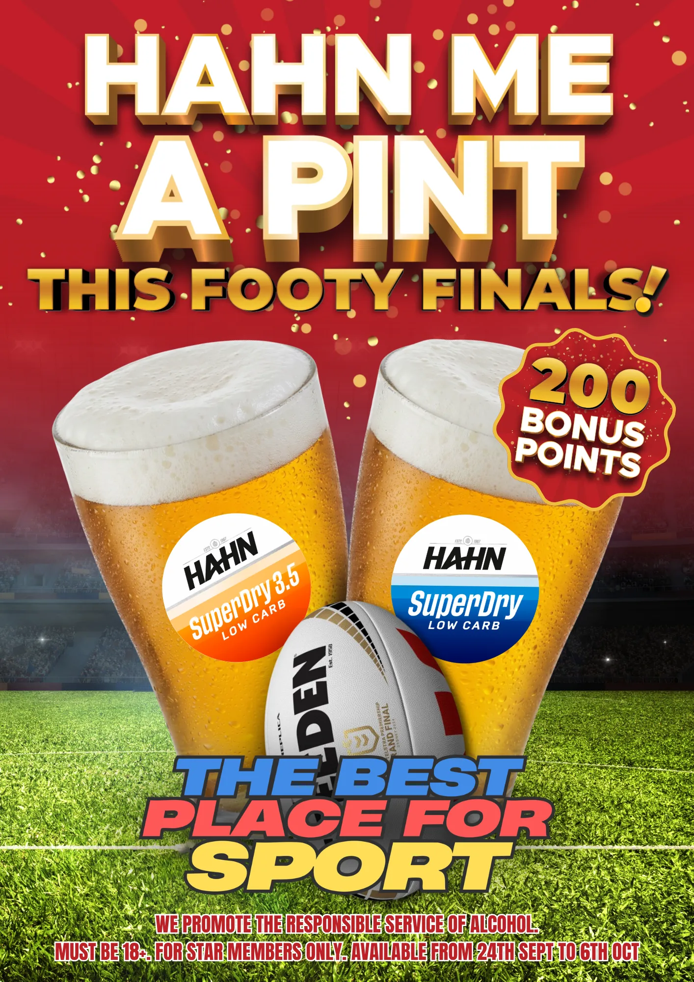 Hahn Super Dry footy finals promotion offering for our Star Members